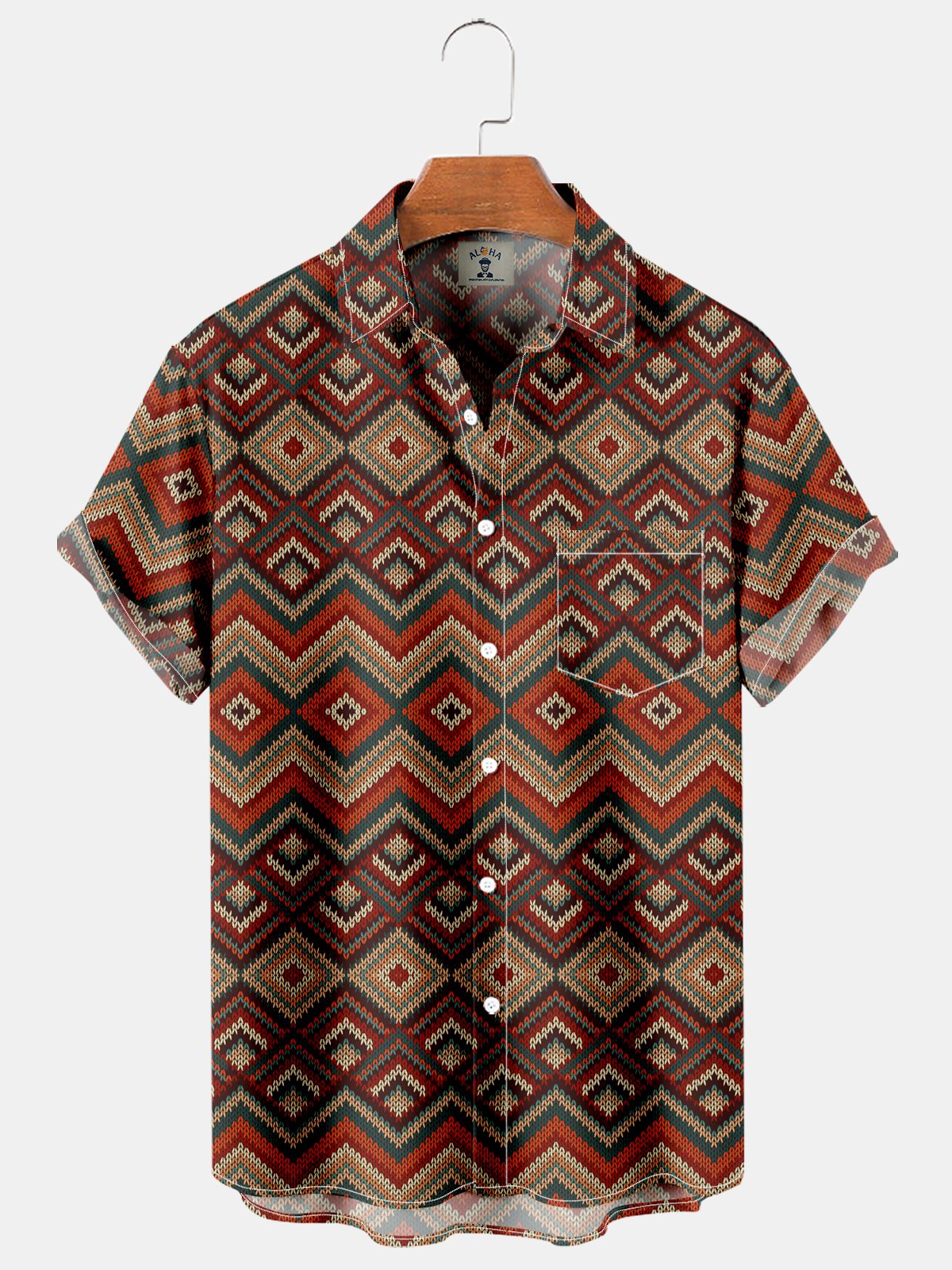 Ethnic Vintage Western Pocket Short Sleeve Shirt-Mokaloha
