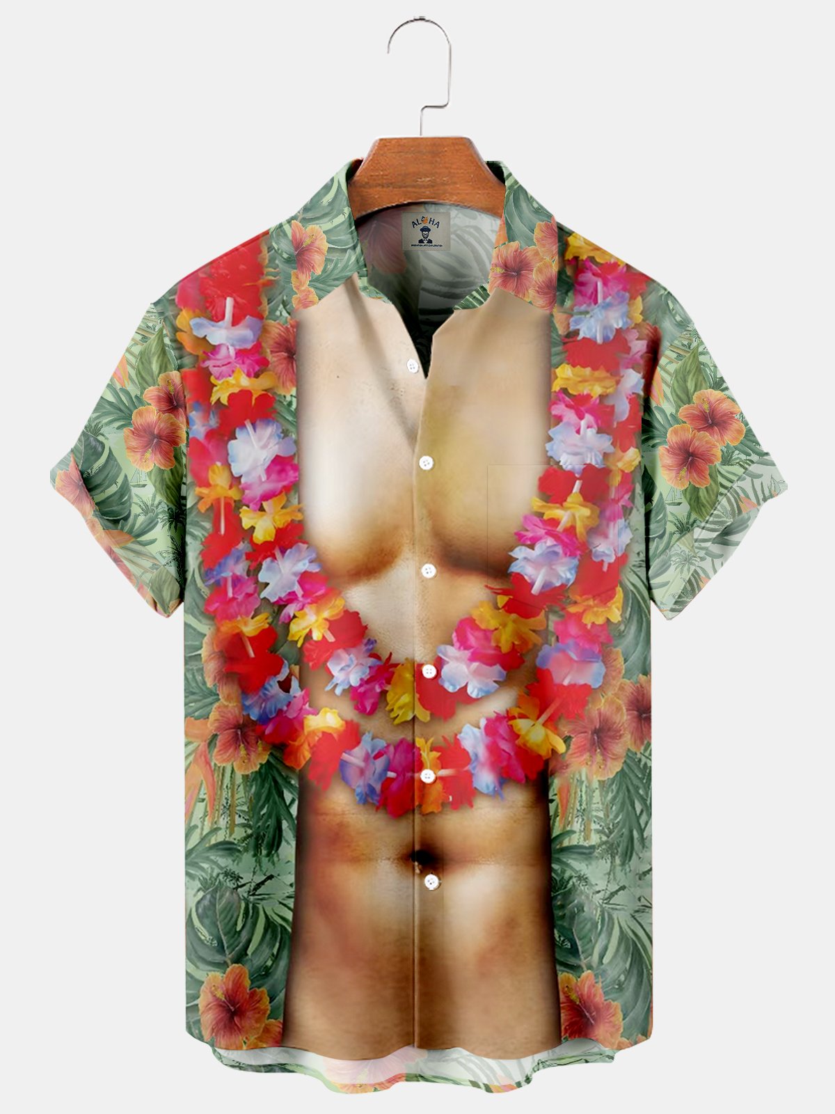 Hawaiian Fun Botanical Print Pocket Short Sleeve Shirt-Mokaloha
