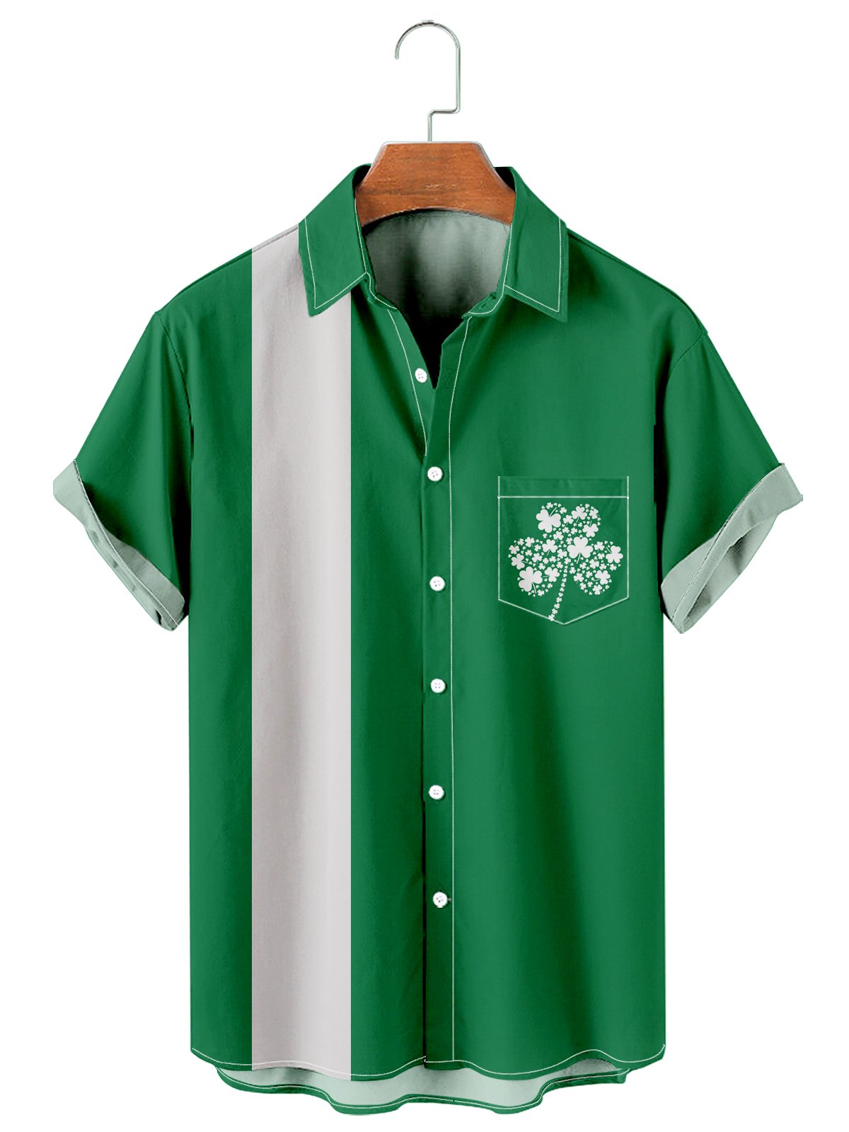 St Patrick's Simple Striped Clover Men's Shirt-Mokaloha