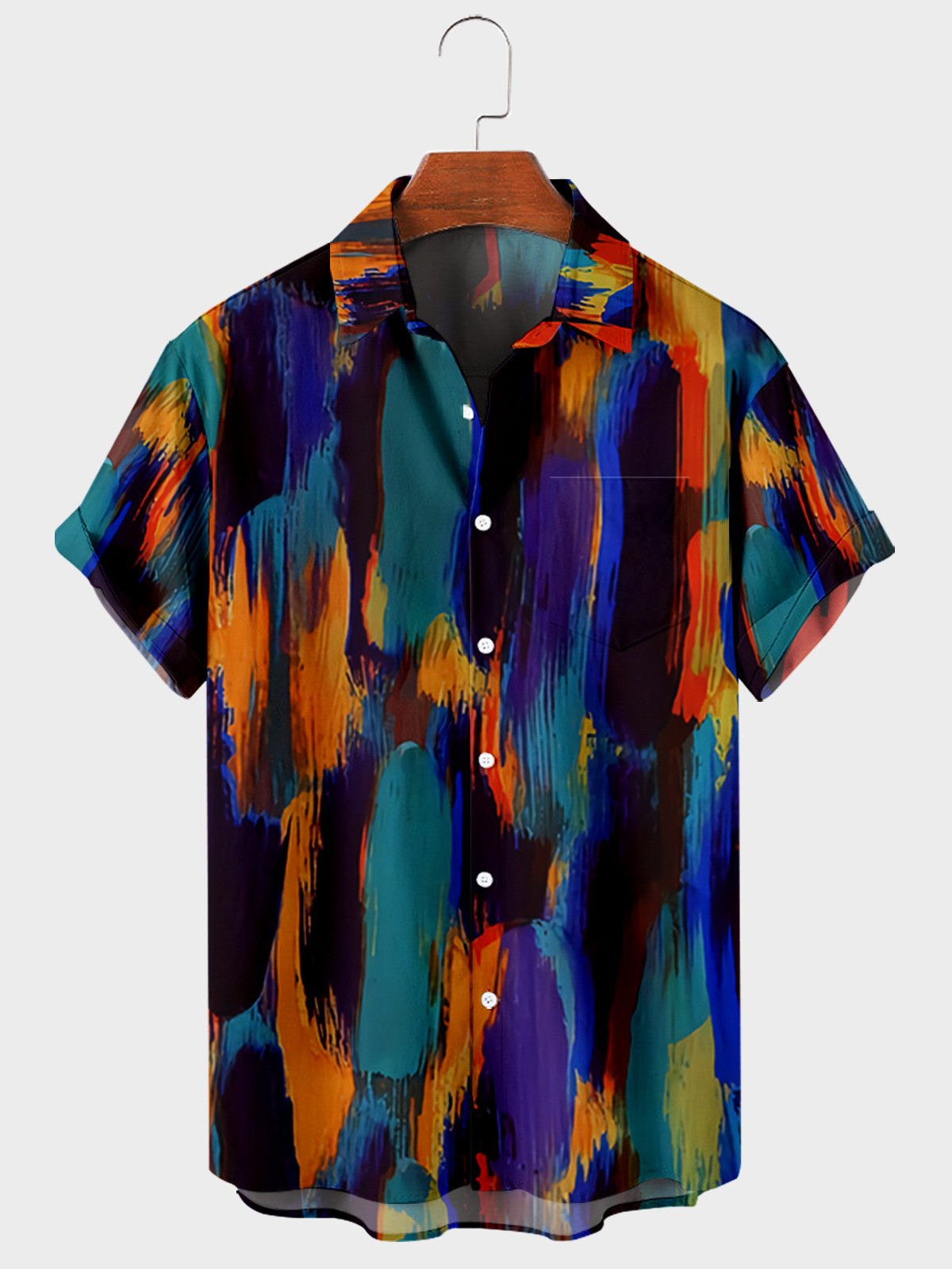 Vintage Stripe Men's casual large short sleeve shirt-Mokaloha