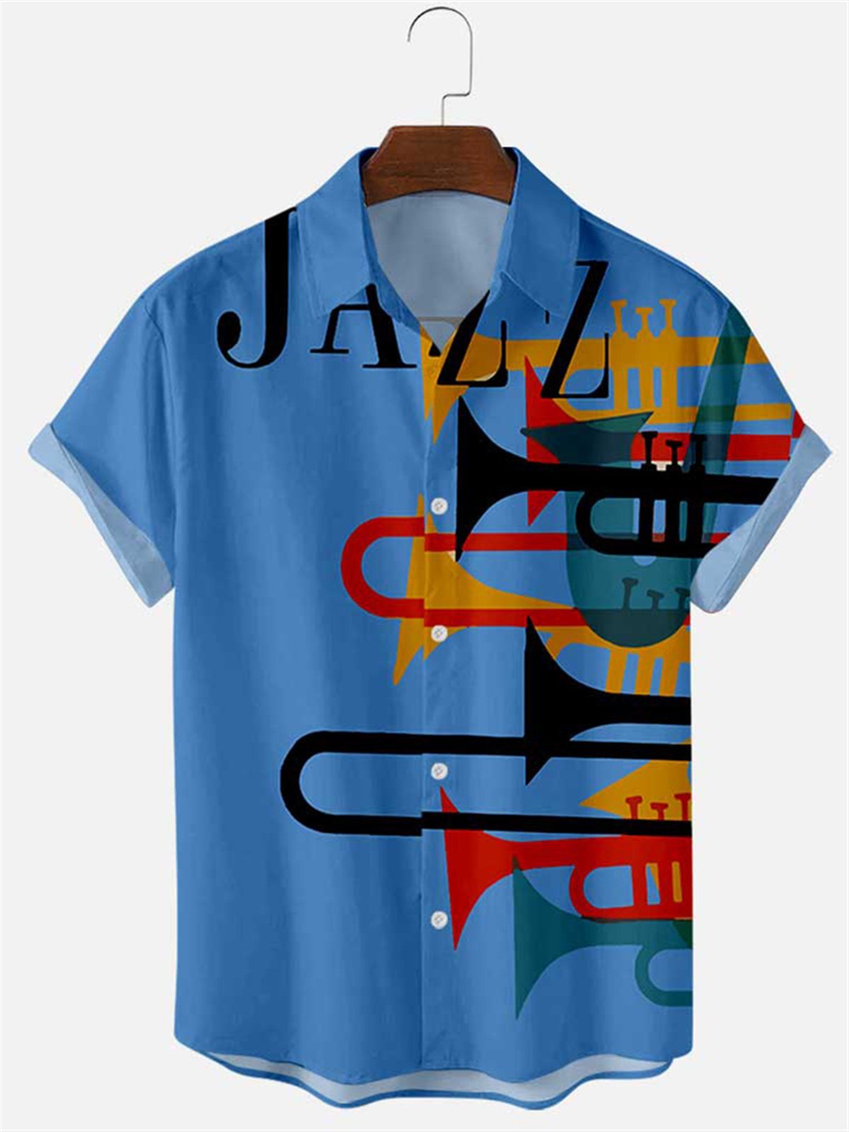 Men's Simple Jazz Casual Print Shirt-Mokaloha