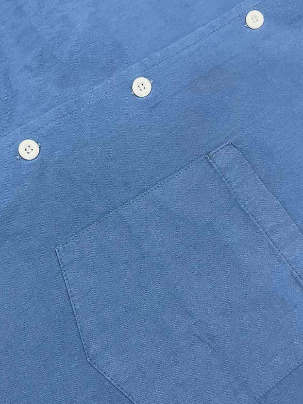 Men's Solid Color Pocket Cotton Long Sleeve Shirt Casual Shirt-Mokaloha