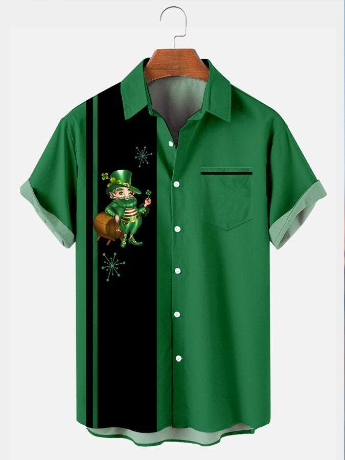 Simple St. Patrick's Day Color Blocking Men's Large Shirt-Mokaloha