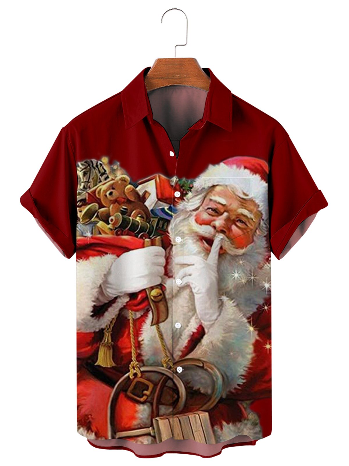 Men's Santa Casual Comfort Plus Size Shirt-Mokaloha