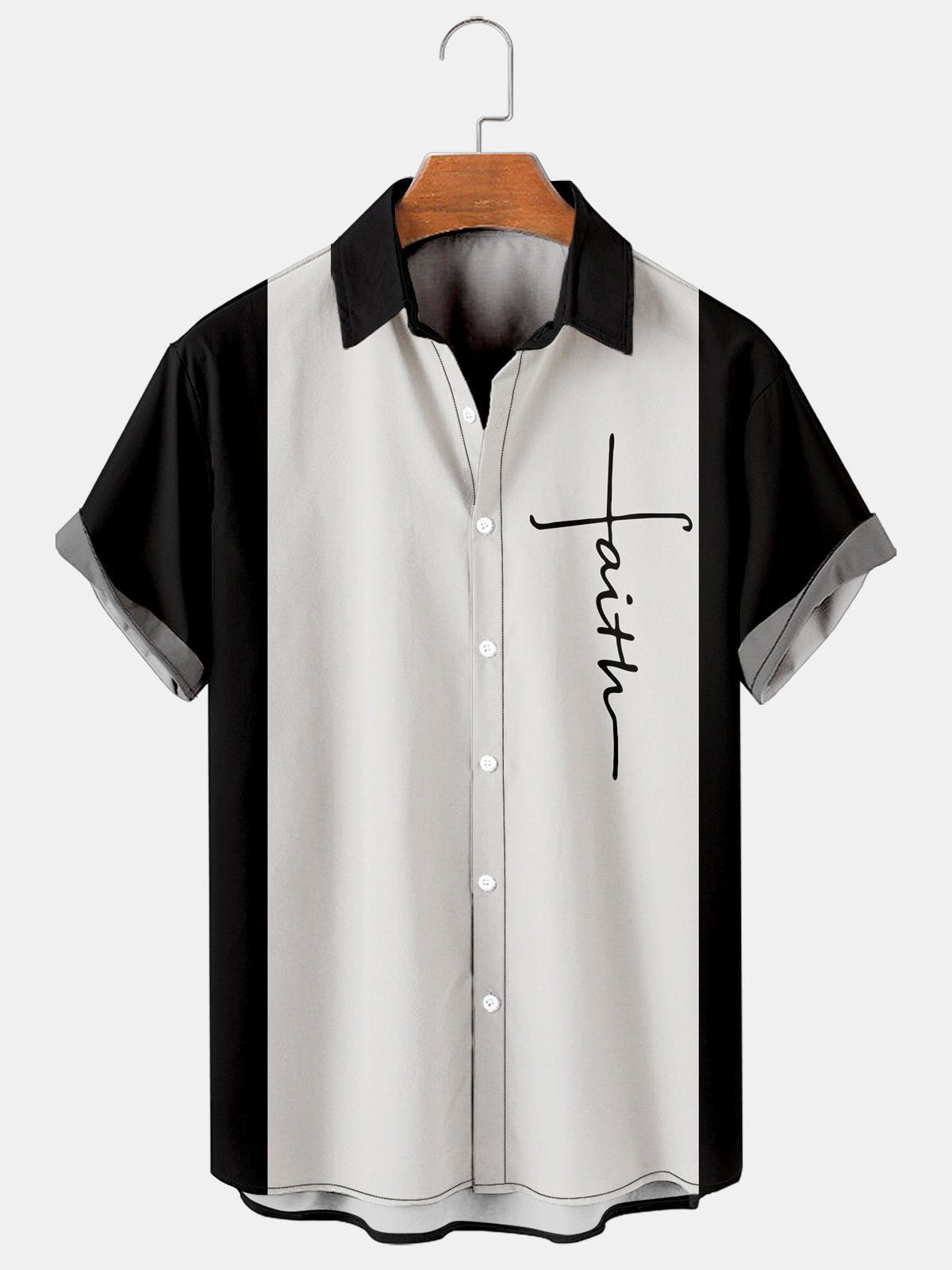Simple cross stitching casual shirt bowling shirts-Mokaloha