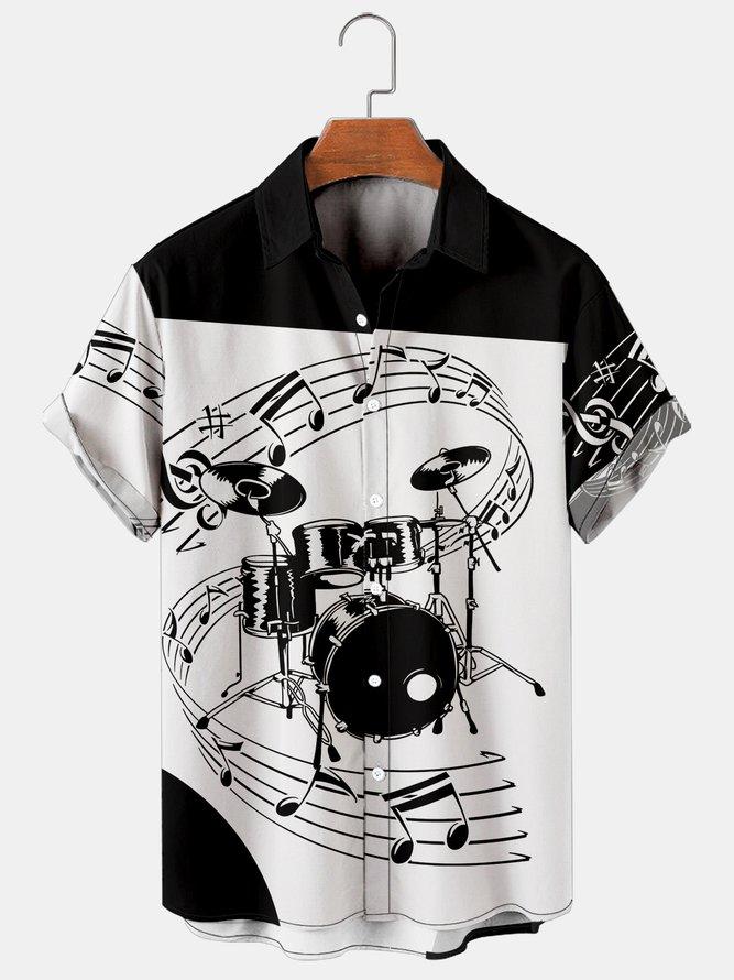 Men's Music Drum Splicing Casual Shirt-Mokaloha