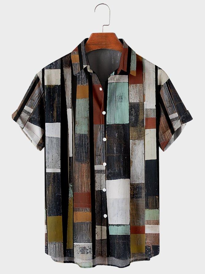 Simple Irregular Square Stitching Men's Large Shirt-Mokaloha