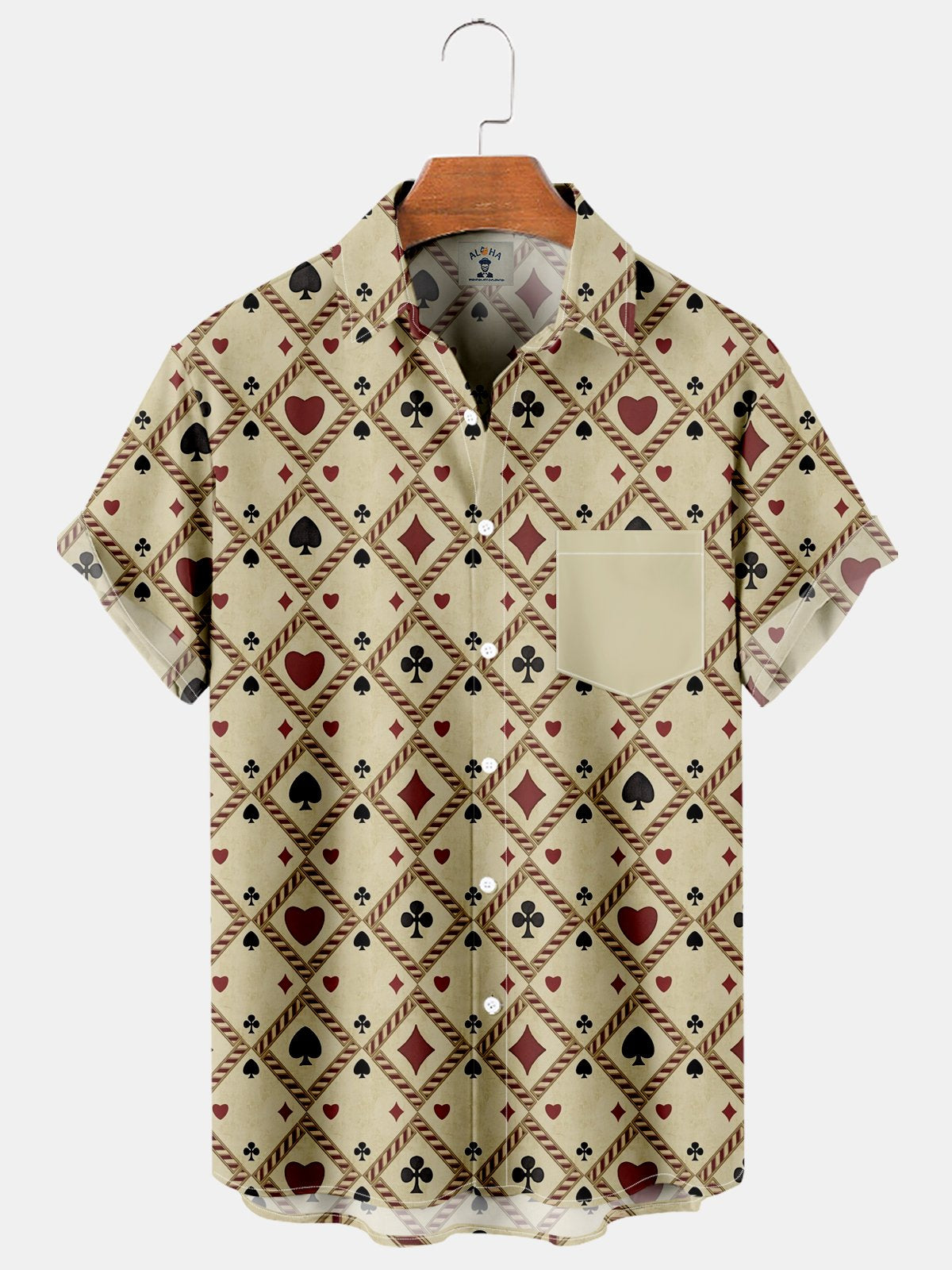 Trendy Men's Retro Poker Print Short Sleeve Hawaiian Shirt-Mokaloha