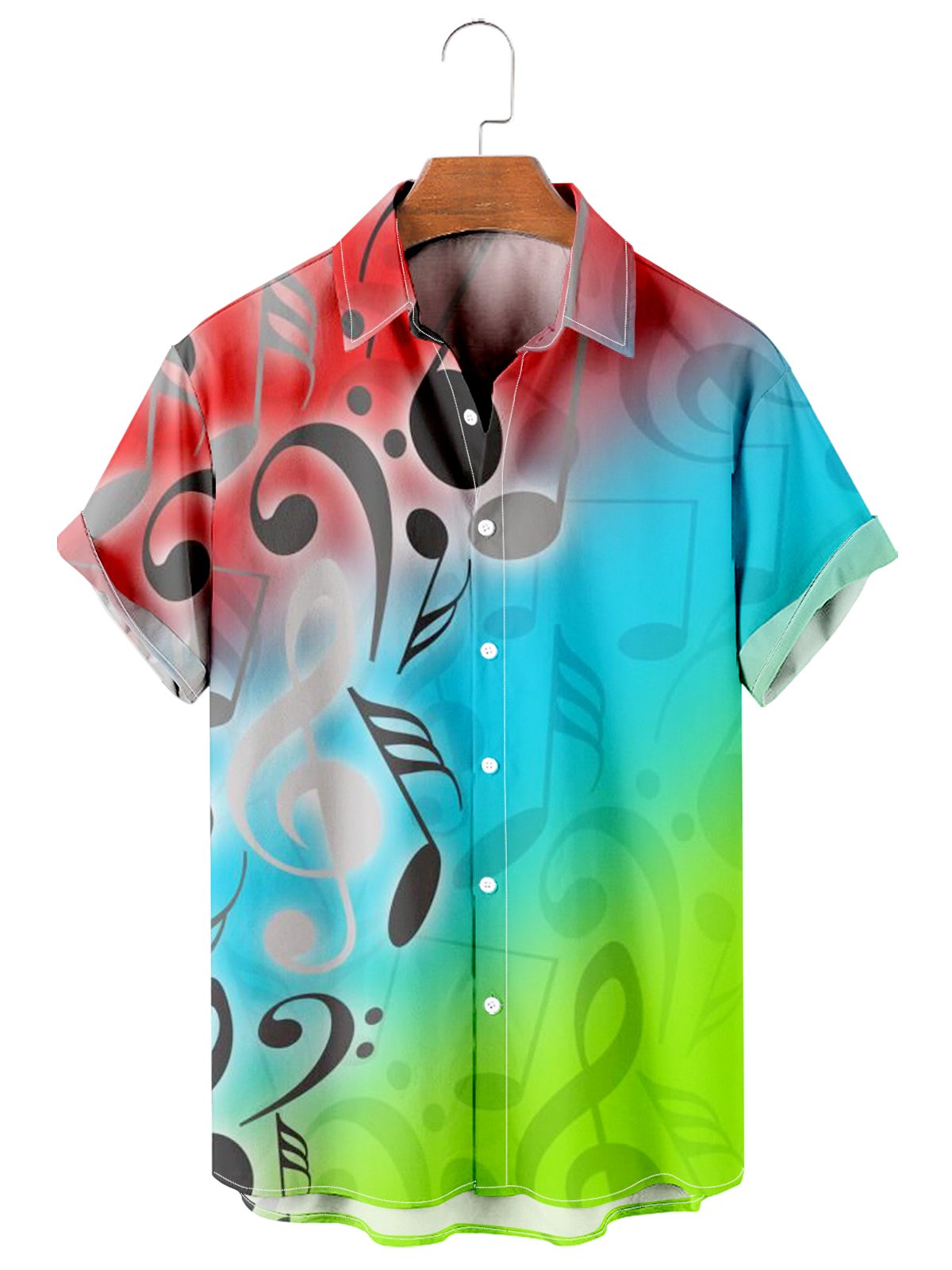 Gradient Music Symbol Men's Large Short Sleeve Shirt-Mokaloha