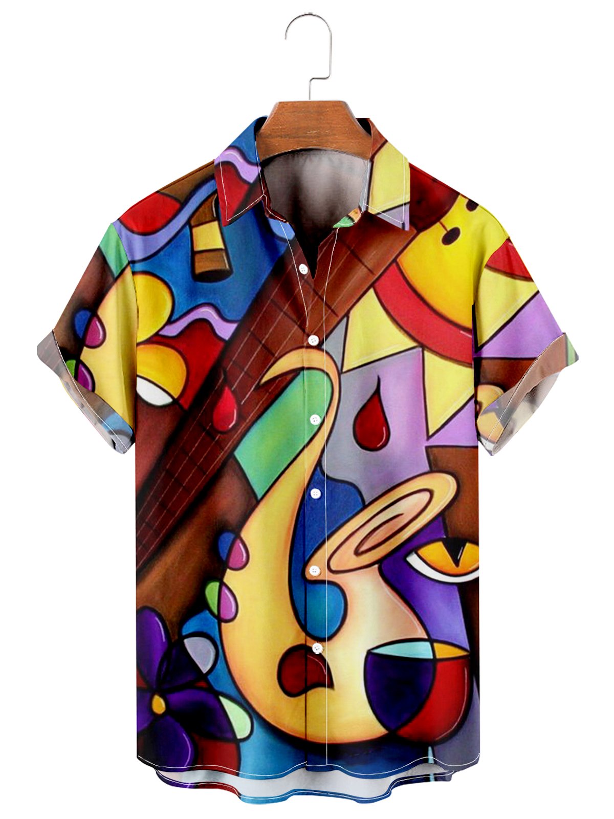 Abstract Painting Casual Loose Men's Plus Size Short-sleeved Shirt-Mokaloha