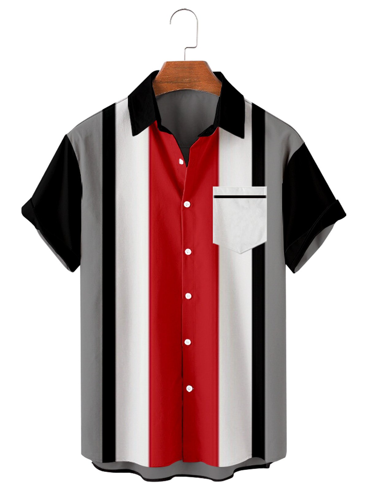 Daily Simple Stripe Casual Men's Large Short Sleeve Shirt-Mokaloha