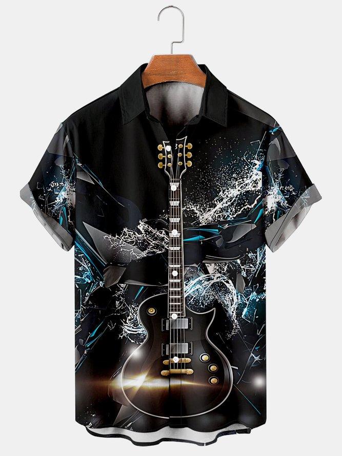 Simple And Cool Mirror Guitar Men's Shirt-Mokaloha