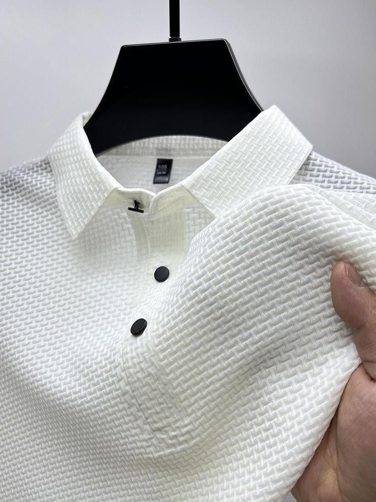 Men's Comfortable and Breathable Summer Mesh Waffle Short Sleeve Polo Shirt