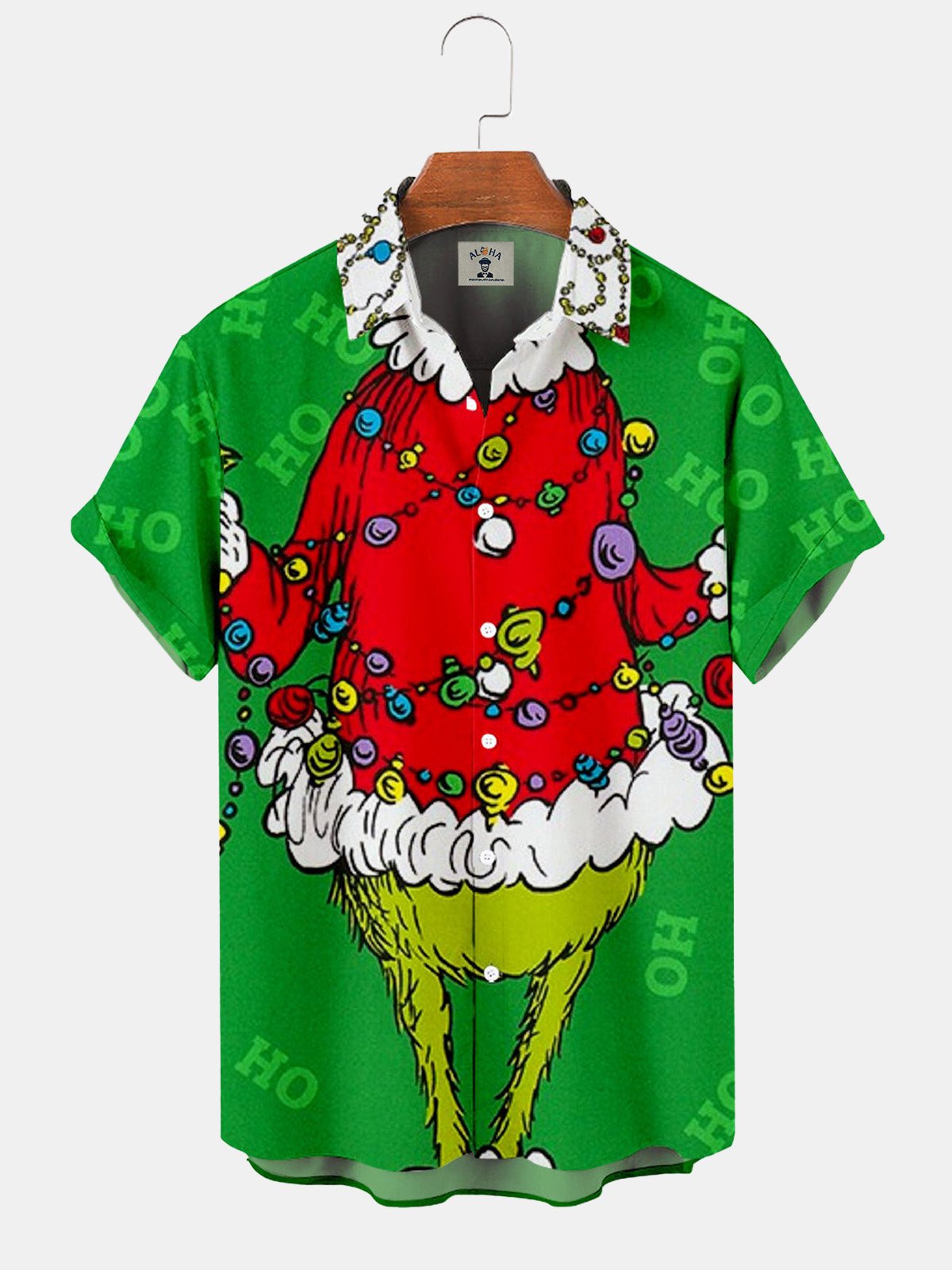 Men's Green Hair Monster Christmas Short Sleeve Shirt-Mokaloha