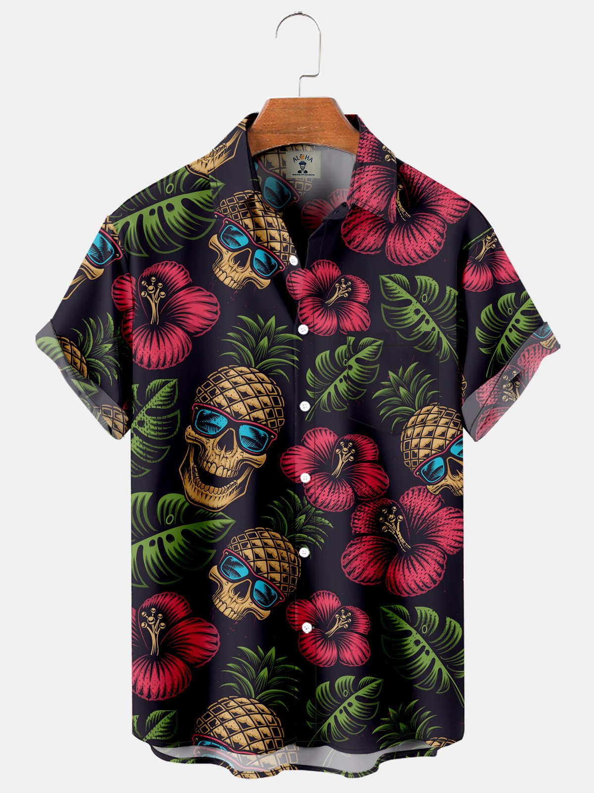 Hawaiian Print Pocket Short Sleeve Shirt-Mokaloha