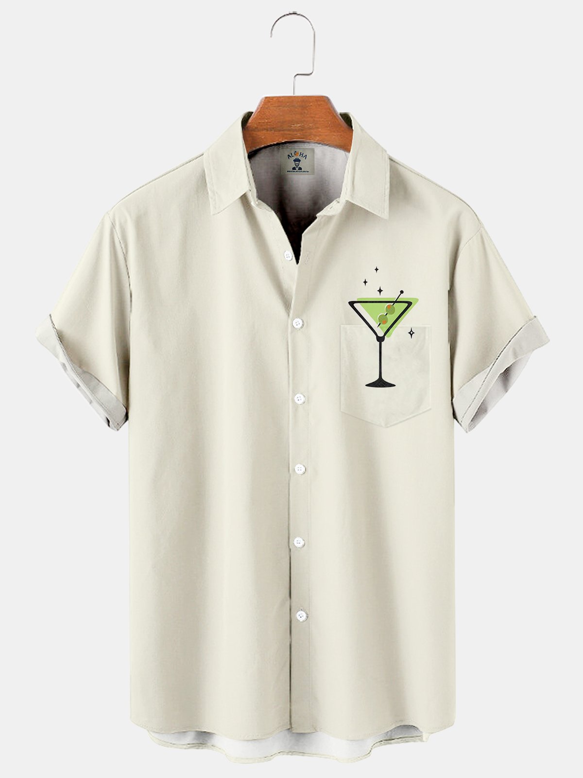 Wine Glass Casual Loose Men's Plus Size Short-Sleeved Shirt-Mokaloha