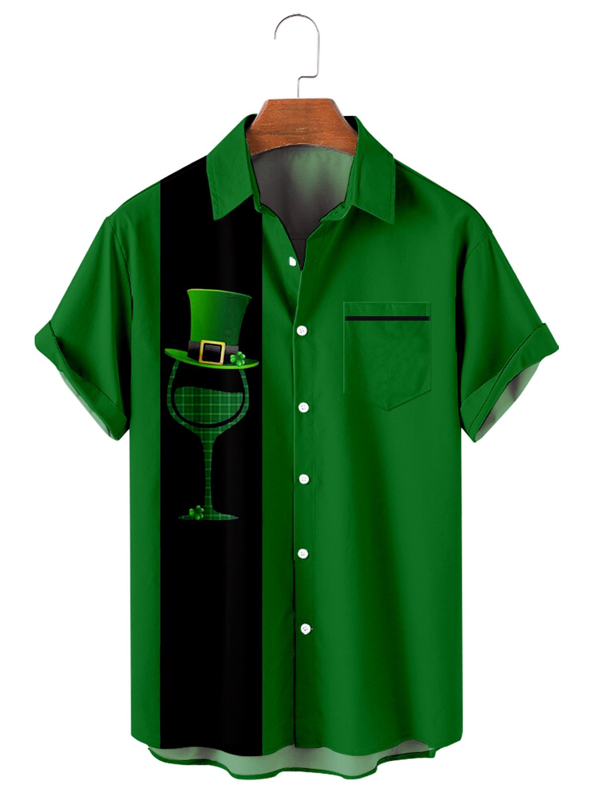 St. Patrick's Day Loose Casual Men's Large Short Sleeve Shirt-Mokaloha