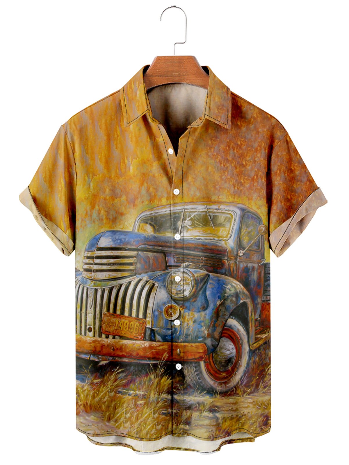 Men's Simple Oil Painting Car Casual Shirt-Mokaloha