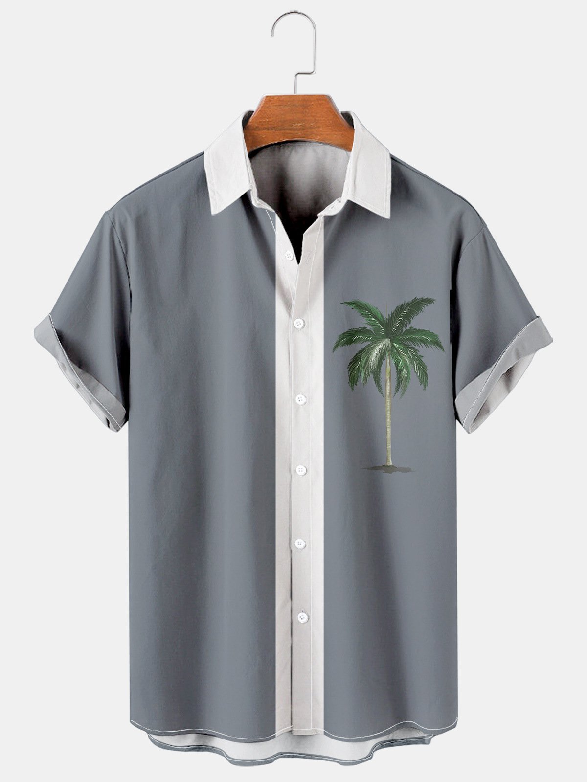 Men's Hawaiian Coconut Casual Men's Lapel Shirt-Mokaloha