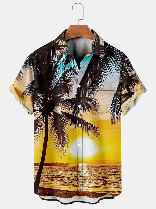 Simple Hawaiian Beach Print Men's Shirt-Mokaloha