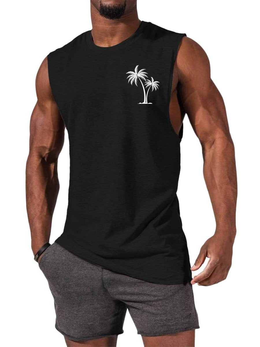 Men's Casual Sports Comfort Coconut Print Sleeveless Set