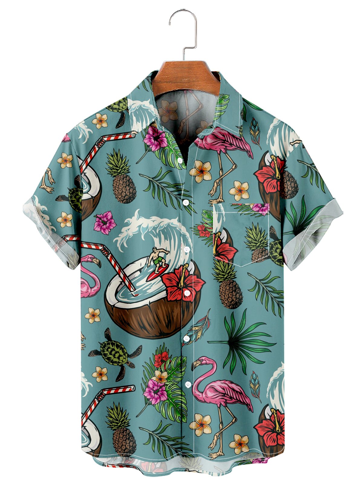 Men's Simple and Fun Hawaiian Print Shirt-Mokaloha