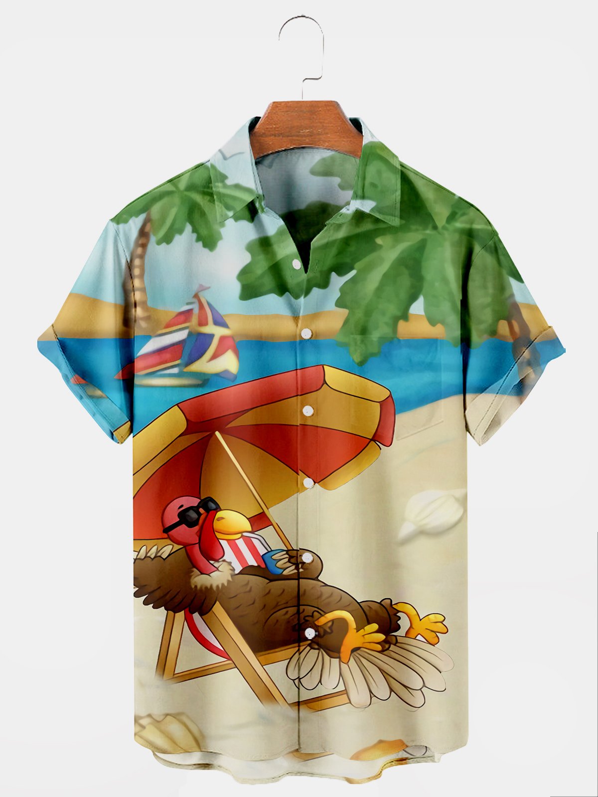 Men's Hawaiian Turkey Coco Print Short Sleeve Shirt-Mokaloha