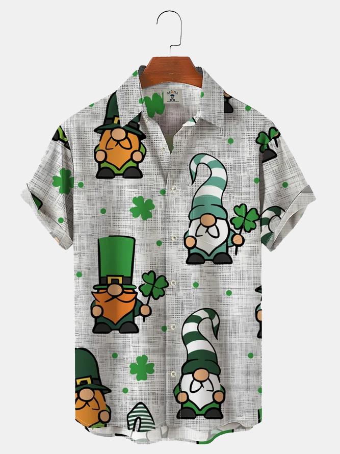 St. Patrick print short-sleeved shirt-Mokaloha