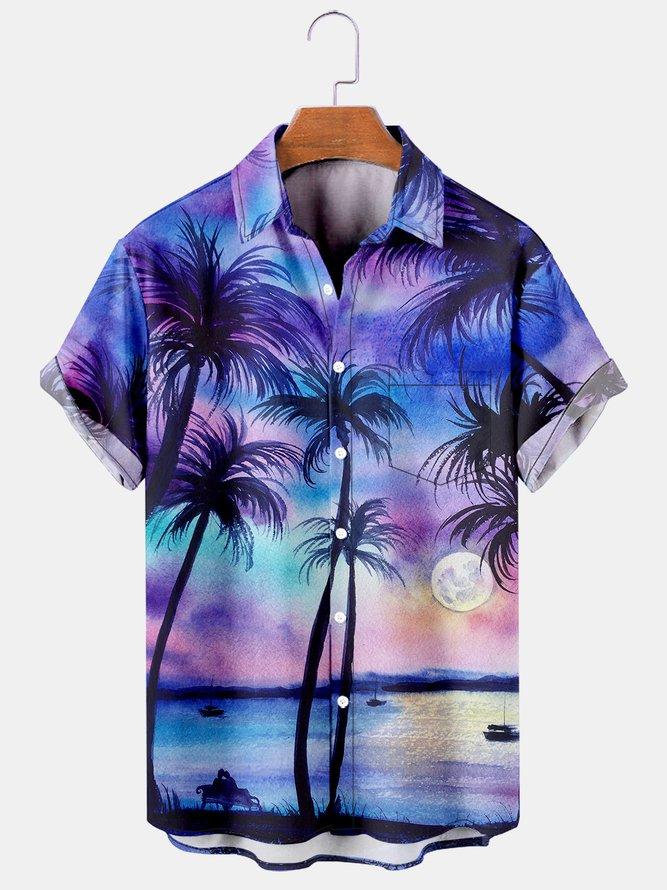 Hawaiian Casual Coconut Print Men's Simple Shirt-Mokaloha