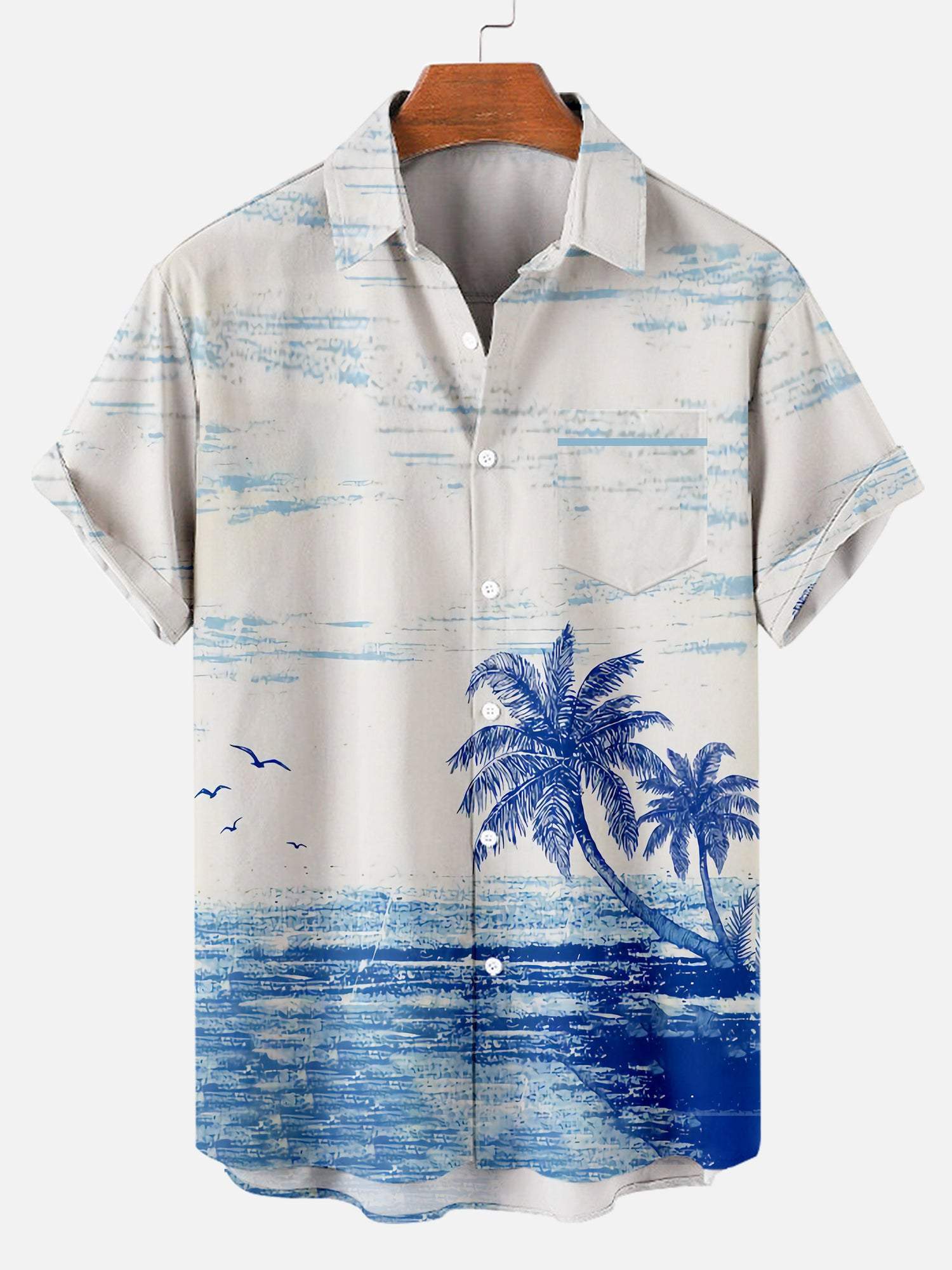 Men's Simple Seaside Gradient Coconut Casual Shirt-Mokaloha