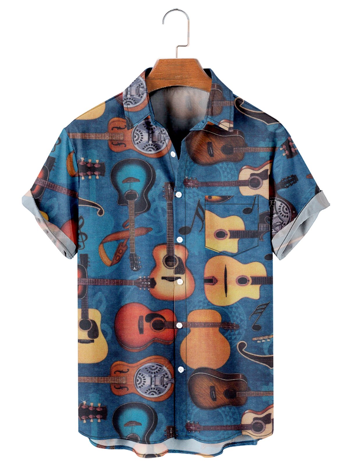 Lil Bit Country Men's Vintage Guitar Casual Shirt-Mokaloha