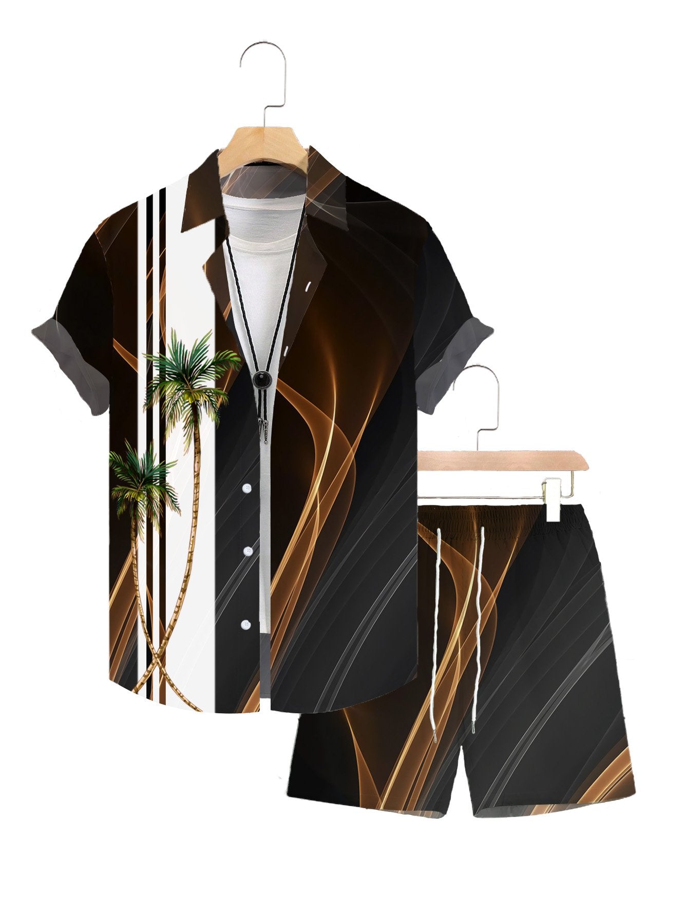Hawaiian Gradient Coconut Print Short Sleeve Shirt Set