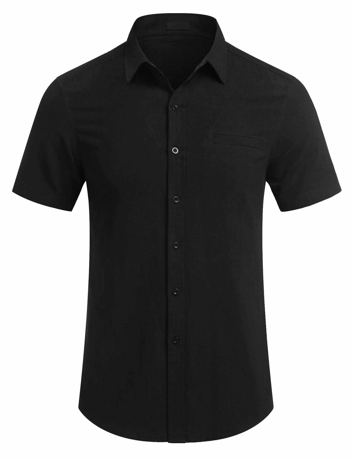Men's Fake Pocket Linen Shirt Short Sleeve Button Up Shirt Summer Beach Hawaiian Shirt