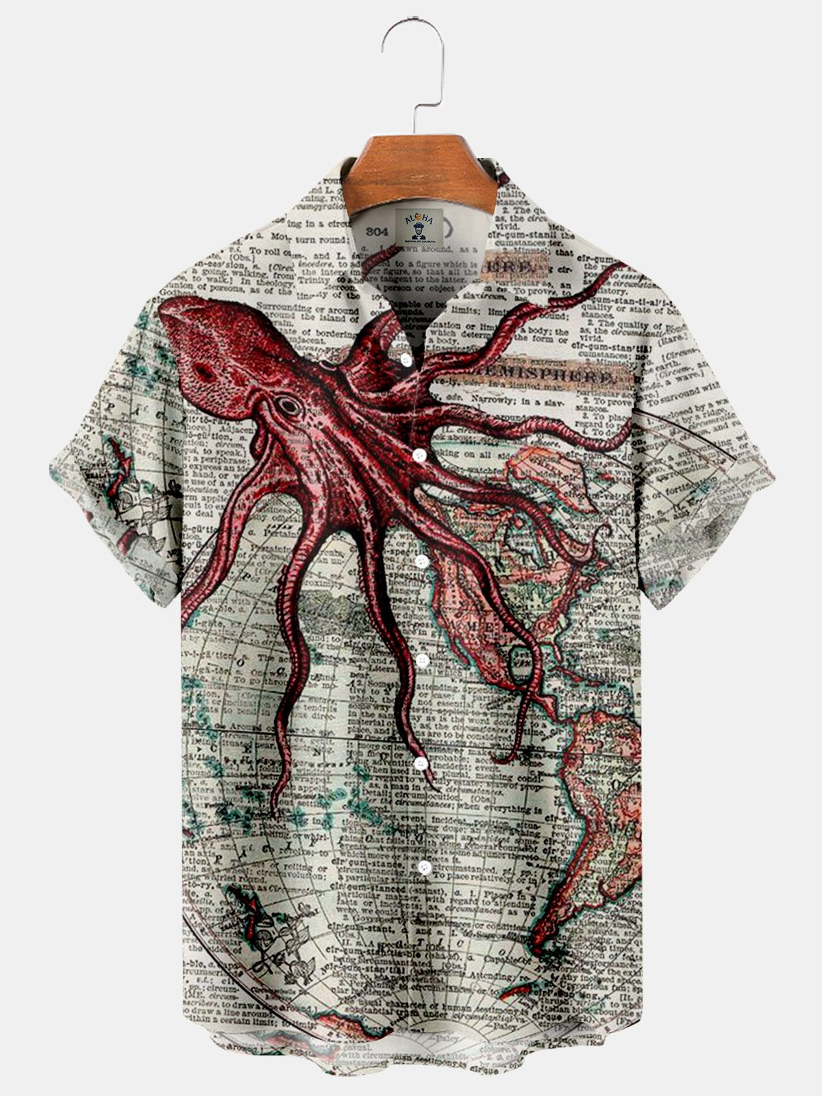 Octopus Ocean Map Pocket Short Sleeve Shirt-Mokaloha