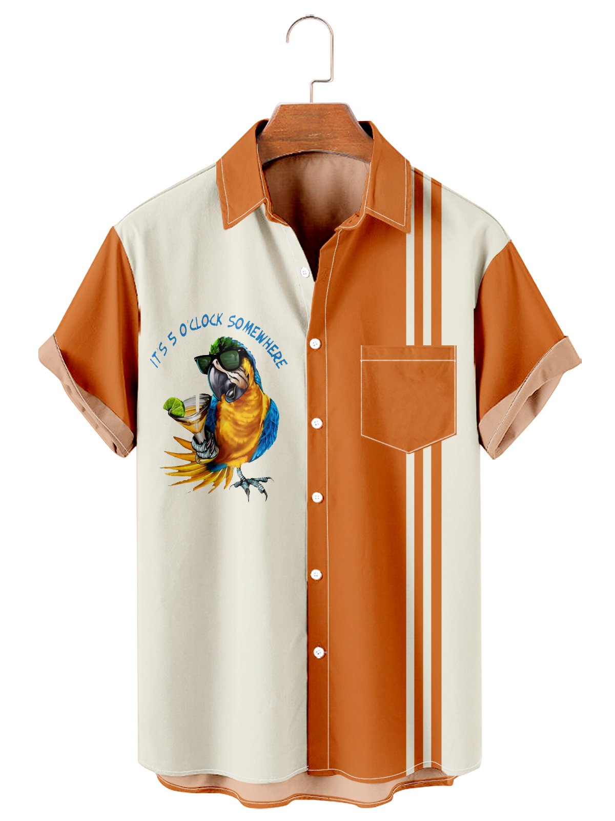 Men's Simple Hawaiian Patchwork Casual Print Shirt-Mokaloha