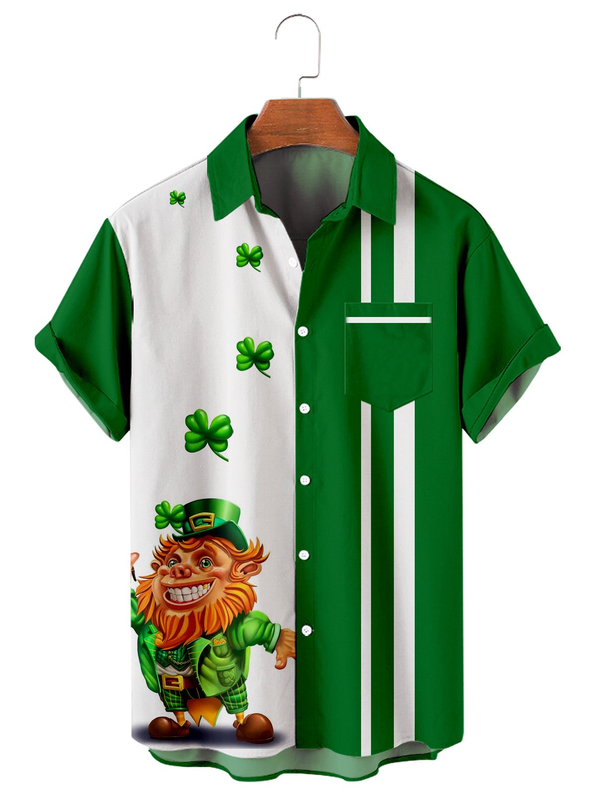 St. Patrick's Day Casual Loose Men's Large Short Sleeve Shirt-Mokaloha
