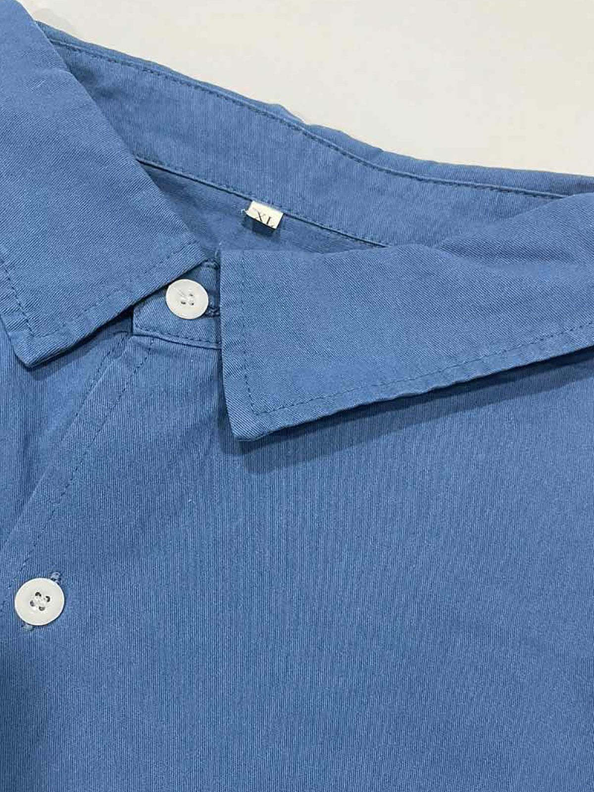Men's Solid Color Pocket Cotton Long Sleeve Shirt Casual Shirt-Mokaloha
