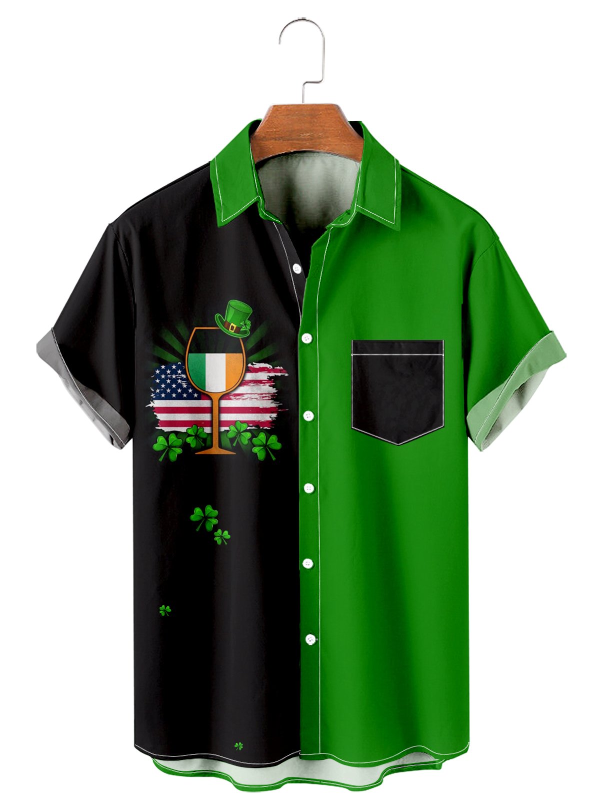 St. Patrick's Day casual loose men's plus size short-sleeved-Mokaloha