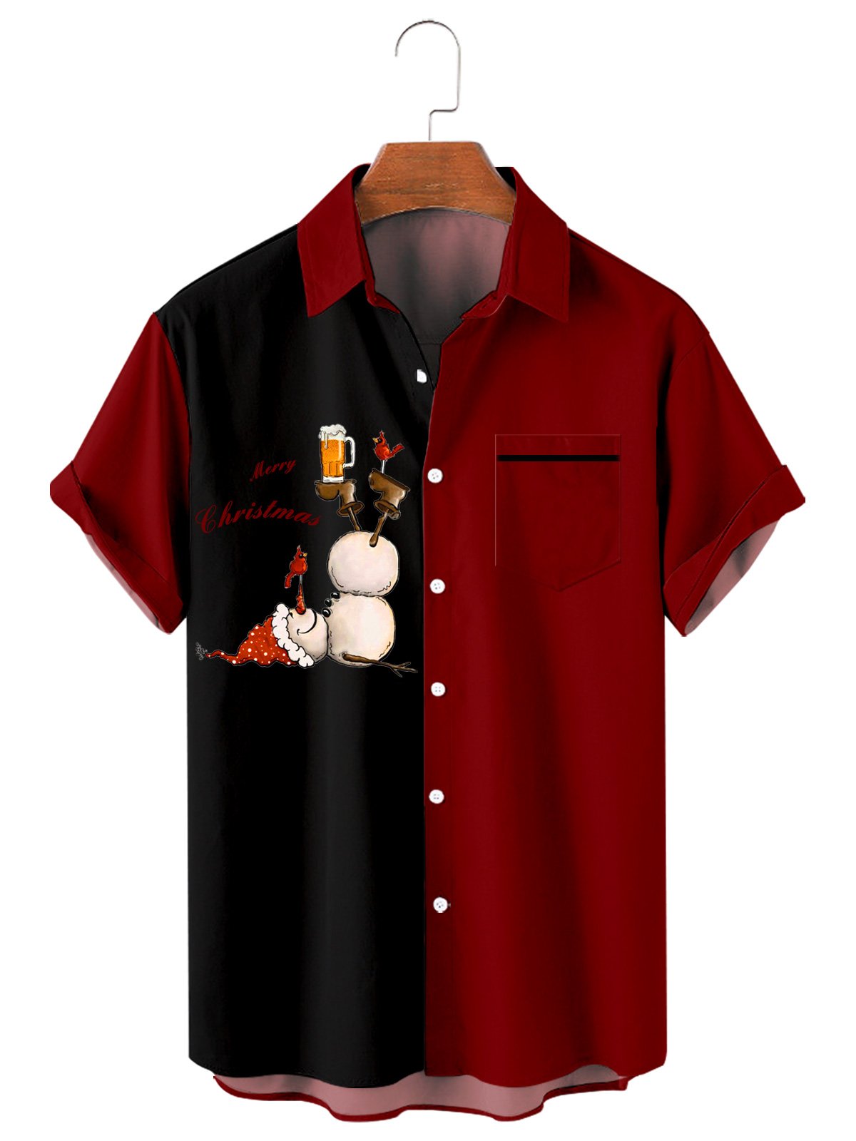 Christmas element Santa Claus series men's large short sleeve shirt-Mokaloha