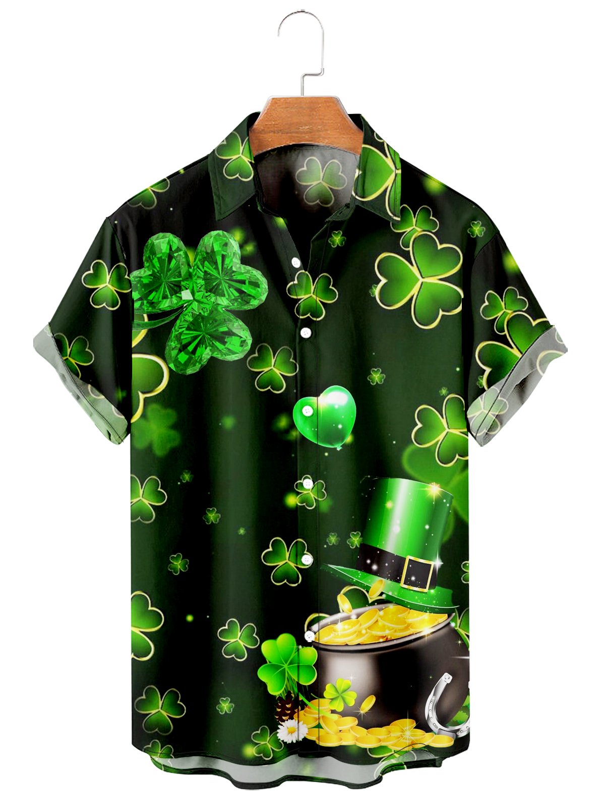 St. Patrick's Day Clover Men's Large Shirt-Mokaloha