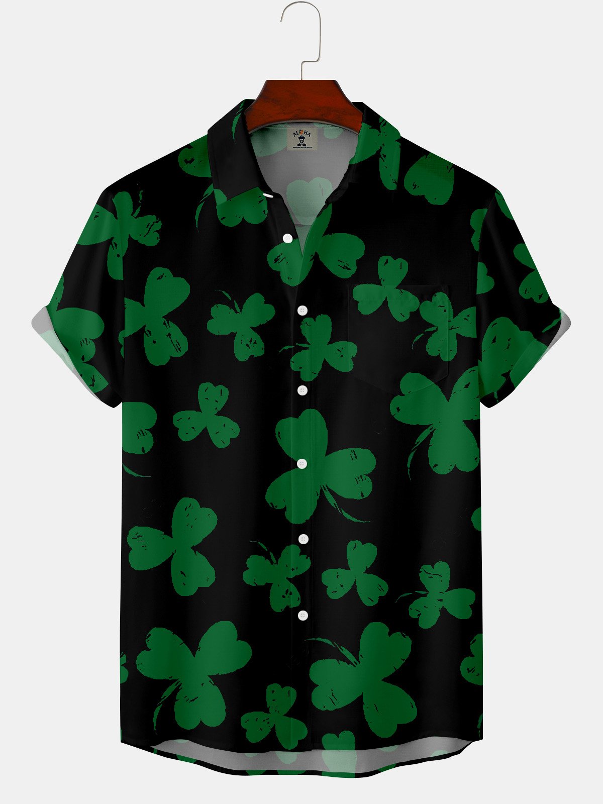 Men's St. Patrick's Day Trefoil Print Short Sleeve Shirt-Mokaloha