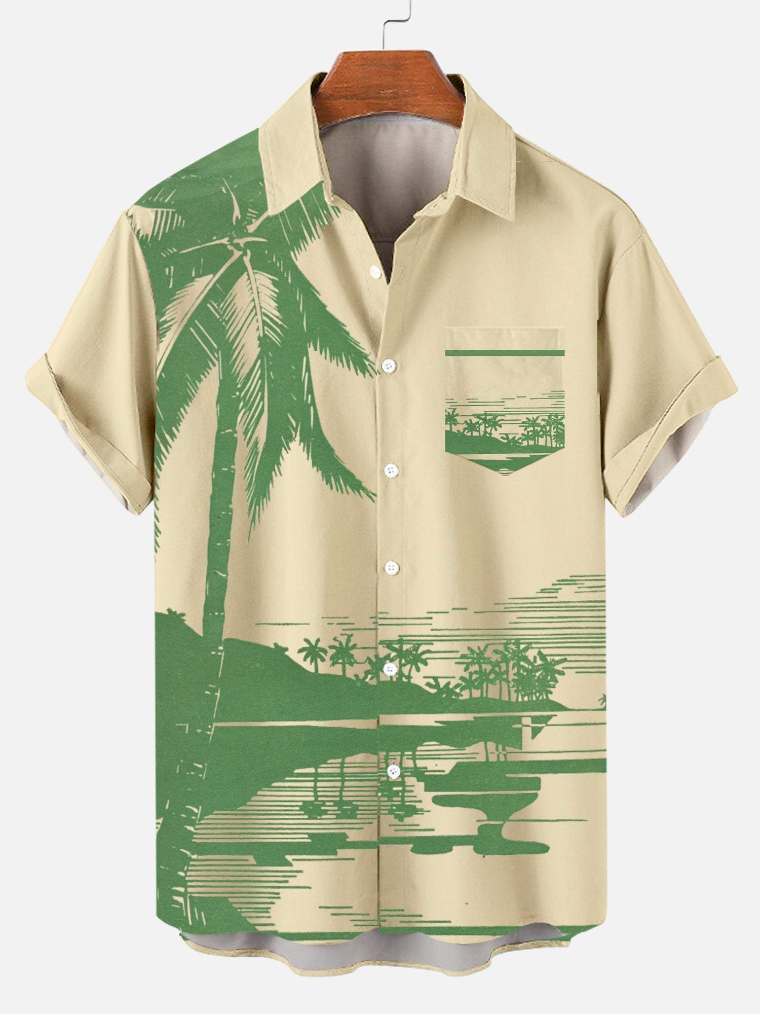 Men's Hawaiian Coconut Contrast Casual Shirt-Mokaloha