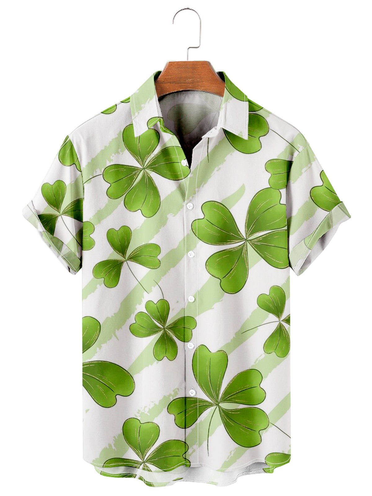 Four leaf clover Casual Loose Men's Large Size Short Sleeve T-Shirt-Mokaloha