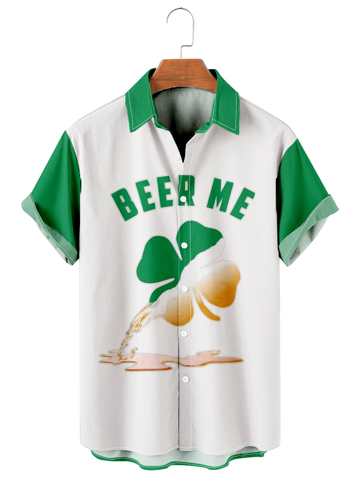 Four Leaf Clover Beer Casual Loose Men's Large Size Short Sleeve T-Shirt-Mokaloha