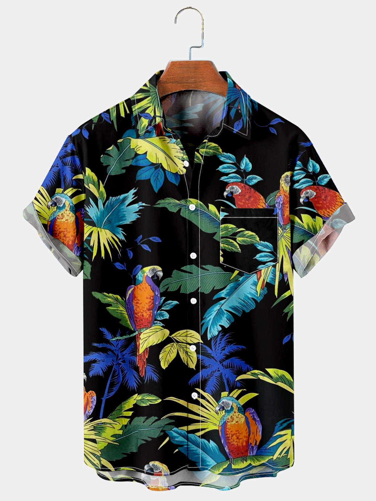 Men's Casual Hawaiian Coconut Parrot Casual Shirt-Mokaloha