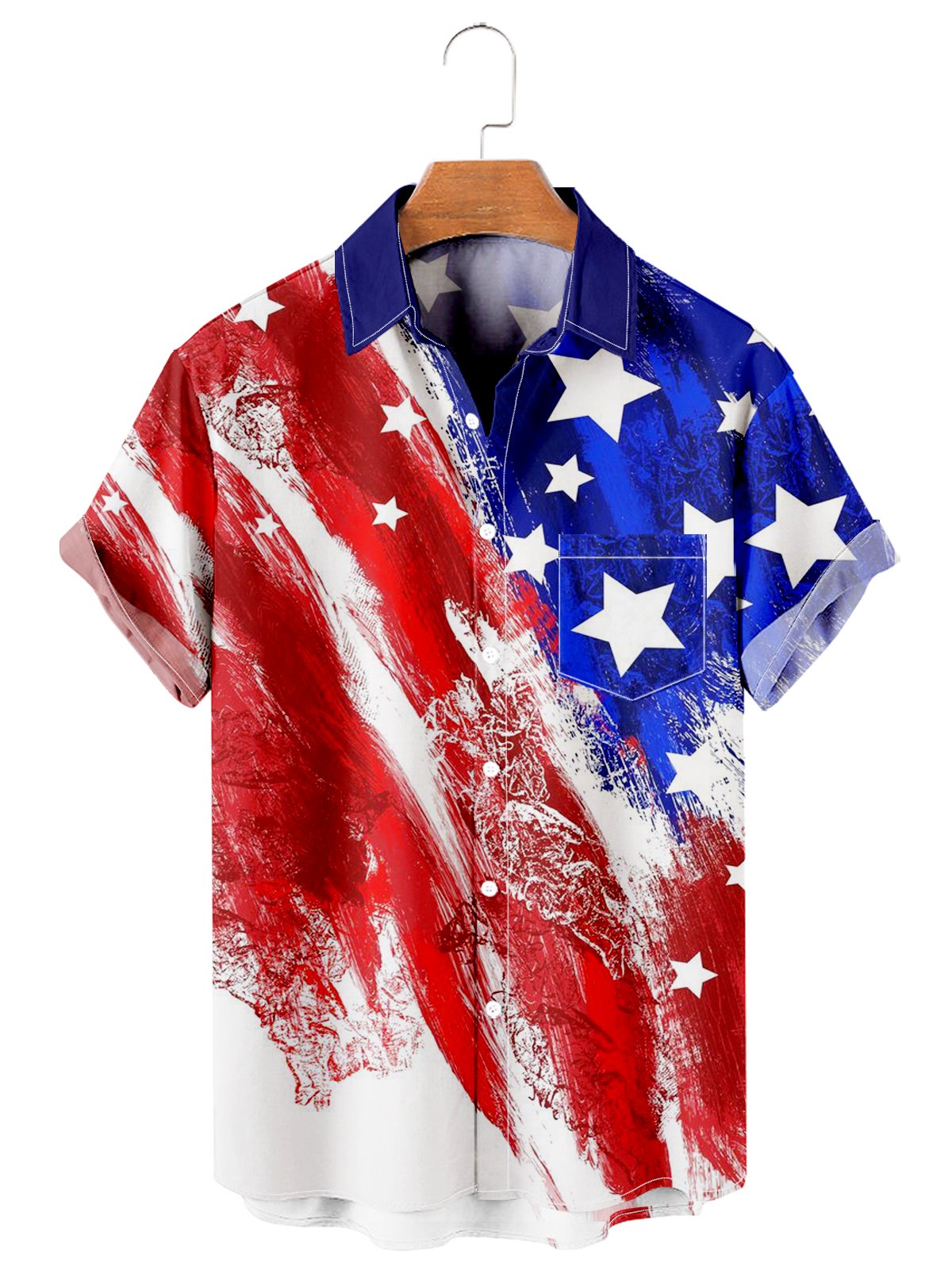 Simple Striped American Flag Casual Men's Shirt-Mokaloha