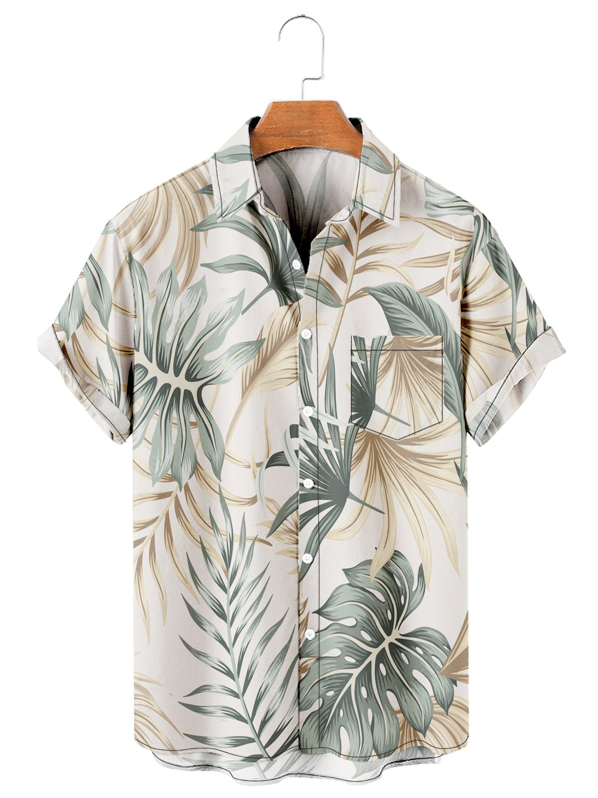 Men's Hawaiian Leaf Print Casual Shirt-Mokaloha