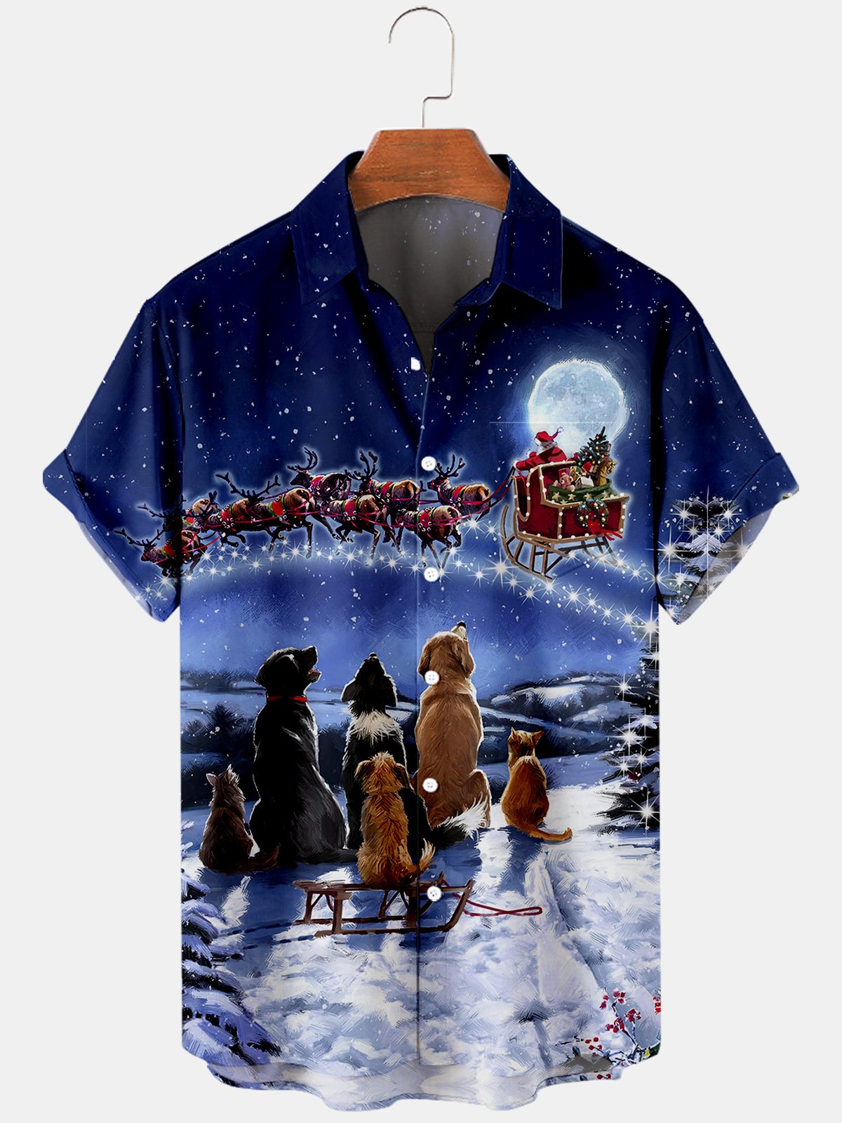 Men's Christmas element large short sleeve shirt-Mokaloha