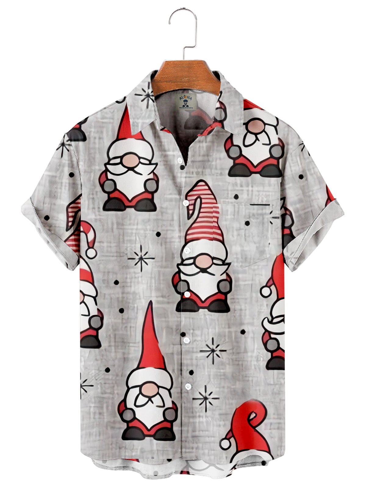 Men's Christmas Christmas Elf Print Short Sleeve Shirt-Mokaloha