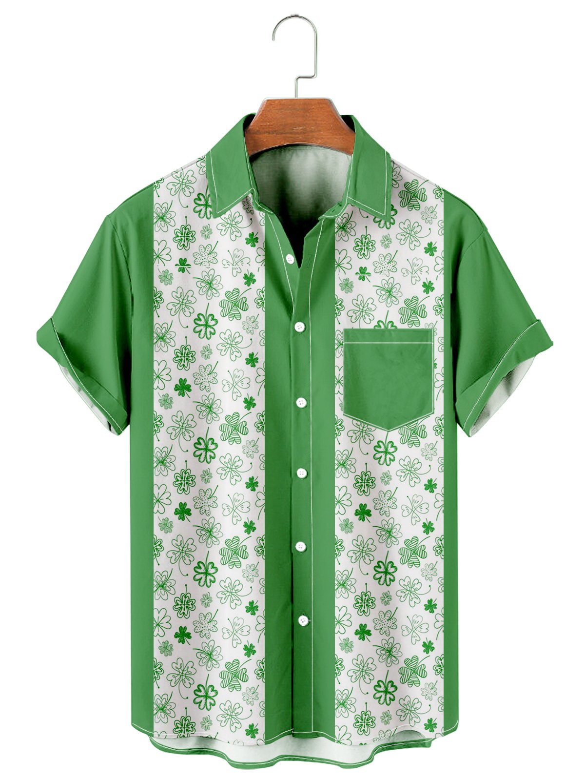 St Patrick's Simple Clover Stitching Men's Large Shirt-Mokaloha